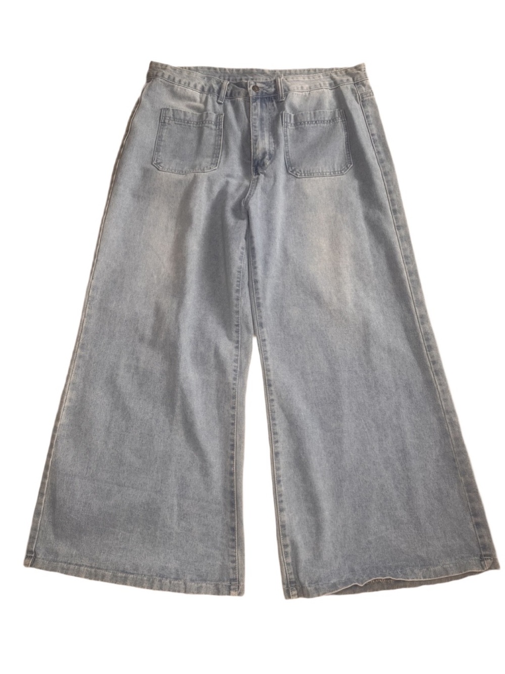 💕 2/$25 SHEIN 2x Light Blue Wide-Leg Patch Pocket Jeans